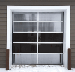 Glass panel garage door.