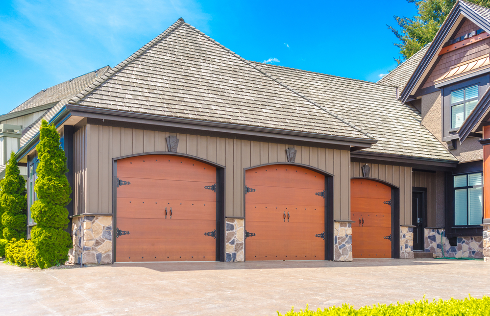 Brown garage doors.