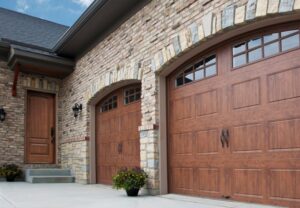 Wooden garage doors.
