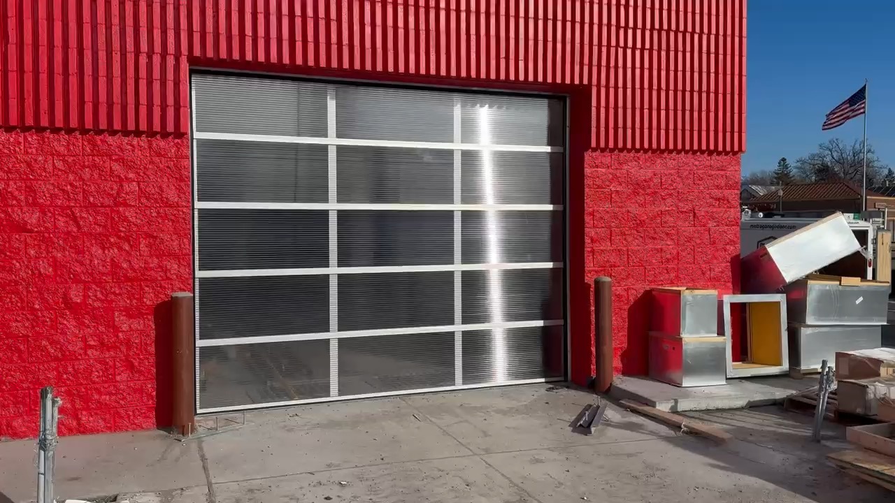 Glass garage door.