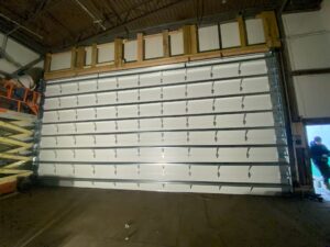 Inside of a garage door.