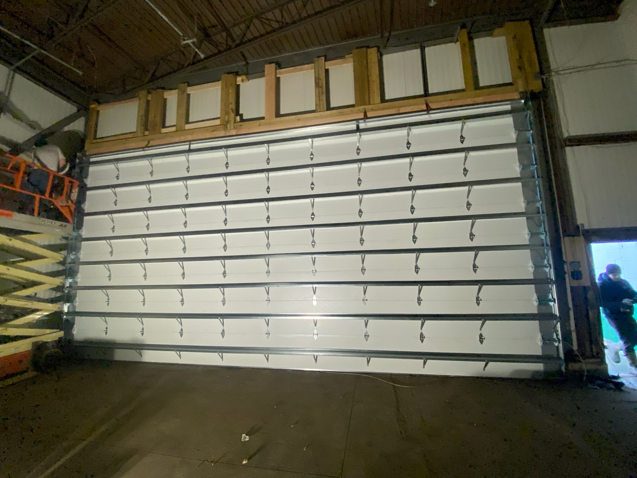 Inside of a garage door.